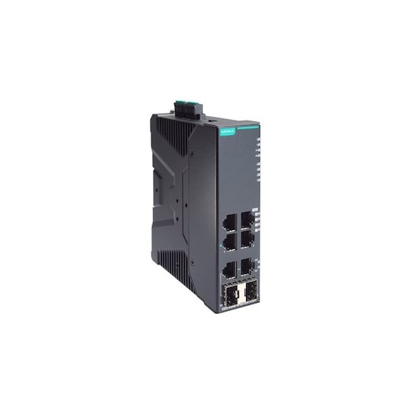 Moxa Compact industrial PoE+ smart Ethernet switch with 4+2G ports, -10 to 6 SDS-3006-4PoE-2GTXSFP - main