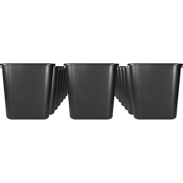 Sparco 7 gal Rectangular Indoor Plastic Can, Black, Polyethylene, 14.5 in, 24 PK SPR02160CT - main