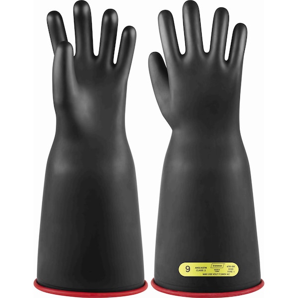 Ironwear 16 in Class 2 Type 1 Bell Cuff Rubber Insulating Gloves (Black, 8.5) 4781-BR-08.5 - main