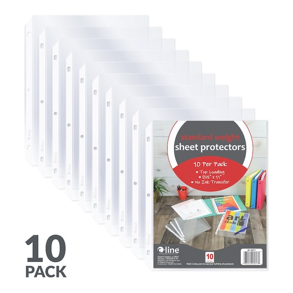 C-Line Products 8-1/2" x 11" Clear Standard Weight Poly Sheet Protectors, 10/PK, 24PK/BX, 6BX/+CT 05017-BX - main