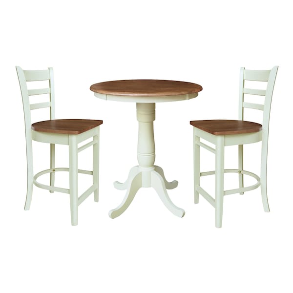 Whitewood Industries Rectangular Fixed Top Table W/ 2 Stools, 30 in W, 35.1 in L, 30 in H, Parawood, Hickory/Shell K79-30RT-6B-S6172-2 - main