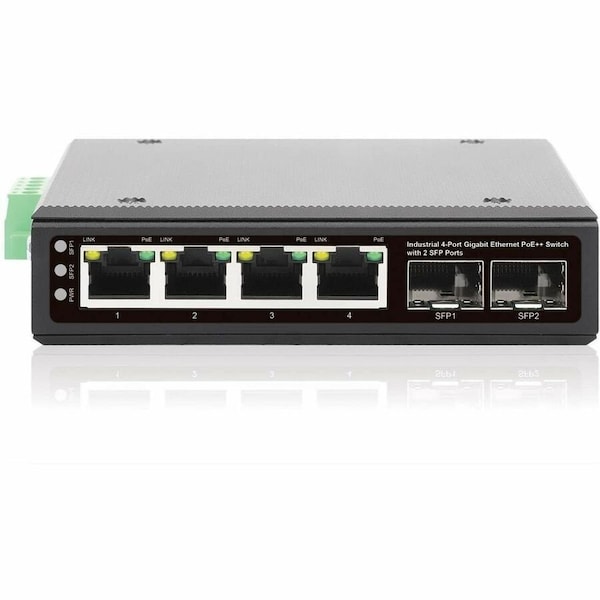 Intellinet Network Solutions INDUSTRIAL 4-PORT GIGABIT ETHERNET POE+ SWITCH WITH 2 SFP PORTS 508995 - main
