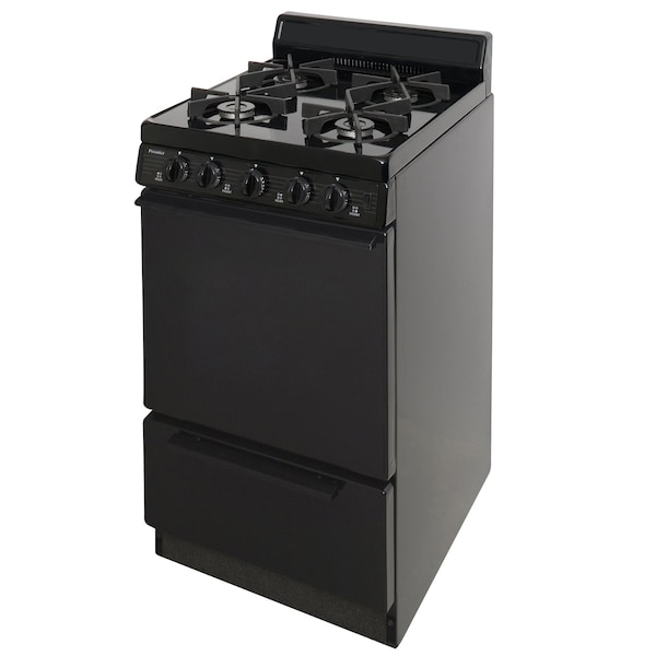 Premier Gas Range, Four 9100 BTU Sealed Burners, 20 inW x 40 inH x 24.5 inD, 2.42 cu. Ft., Black 805731 - main