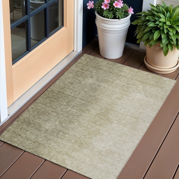 Homeroots 3' X 5' Brown Beige And Taupe Abstract Washable Indoor Outdoor Area Rug 588208 - main