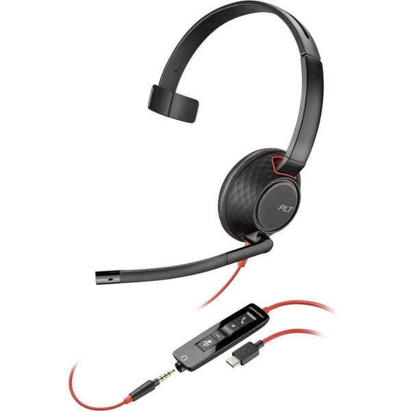 Hp POLY BLACKWIRE 5210 HEADSET +INLINE CABLE +USB-C/A ADAPTER TAA US 8M3W7AA#ABA - main