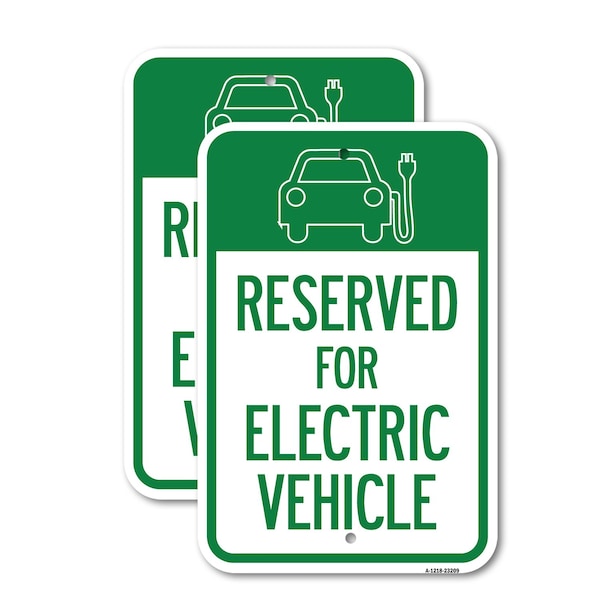 Signmission Reserved for Electric Vehicle With Graphic, 12'' X 18'' 2 Signs, Heavy Gauge Aluminum, 2PK A-1218-2PACK-23209 - main