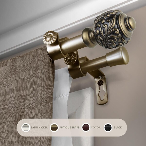 Central Design 0.625 in. Aria Double Curtain Rod with 48 to 84 in. Extension, Antique Gold 5709-484D - main