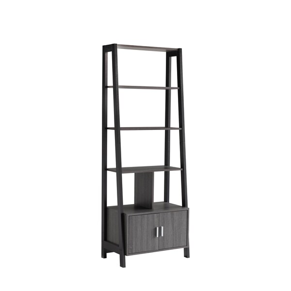 Homeroots 70" Gray Wood Five Tier Etagere Bookcase with Two Doors 630388 - main