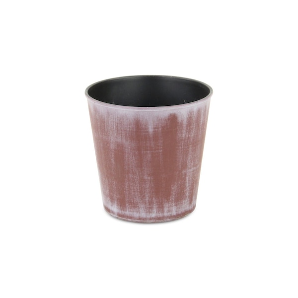 Homeroots 5in Brown and Off White Textural Tone On Tone Recycled Plastic Indoor Outdoor Round Pot Planter 488309 - main