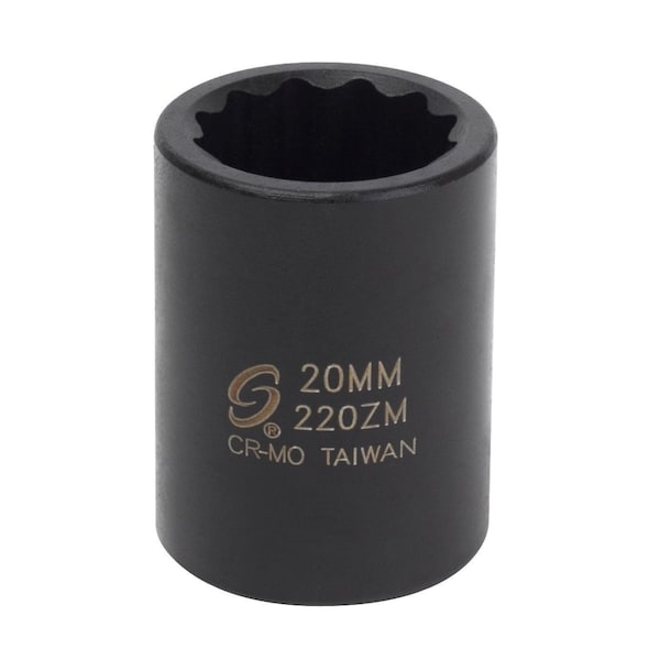 Sunex 1/2" Drive Impact Socket 12, 1/2 in. Dr., 12 Pt., 20mm 220ZM - main