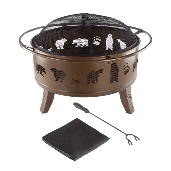 Pure Garden 5-Pc Fire Pit with Bear Cutouts, Gold 50-LG1202 - main