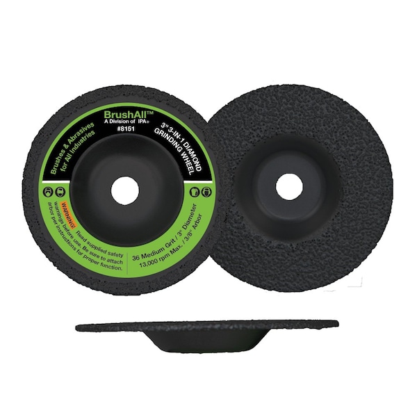 Innovative Products Of America 3" 3-in-1 Diamond Grinding Wheel 36 Grit 8151 - main