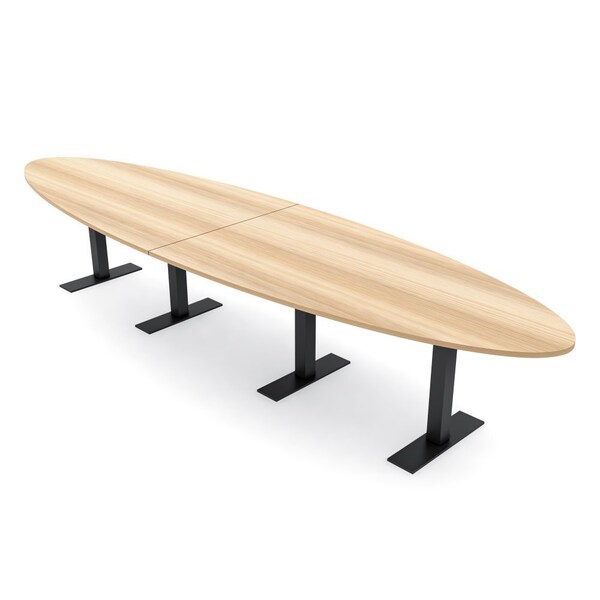 Skutchi Designs 14ft Oval Conference Table With Power | Harmony Series | 12 Person Meeting Room Table HAR-OVL-48X168-T.BK-K525-NA - main