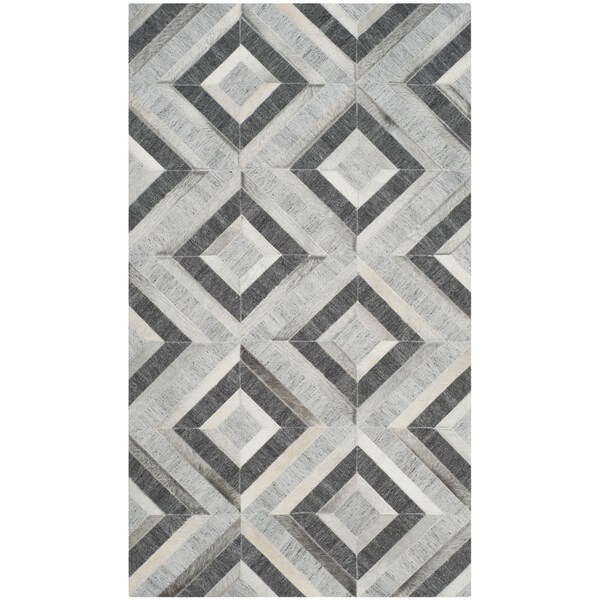Safavieh Studio Leather Large Rectangle Area RugIvory & Dark Grey 8 x 10 ft. STL221A-8 - main