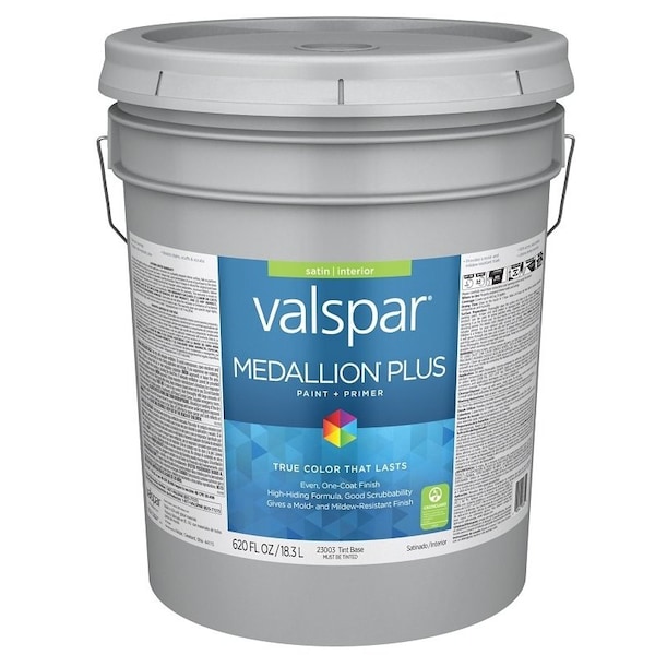 Valspar Medallion Plus 2300 Latex Paint, Acrylic Base, Satin Sheen, Tint Base, 5 gal, Plastic Pail 028.0023003.008 - main