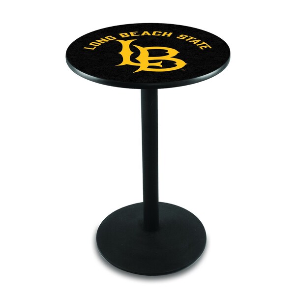 Holland Bar Stool Co 42" Blk Wrinkle Long Beach State University Pub Table, 36" dia. Top L214B4236LBStUn - main
