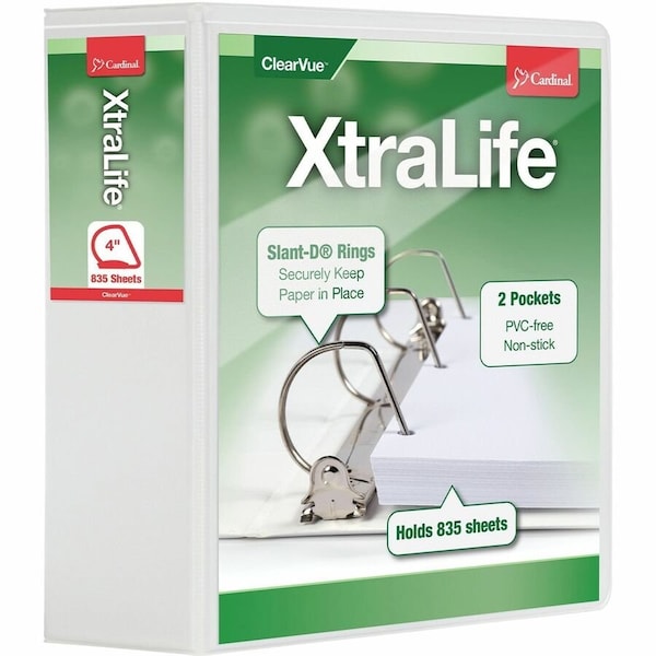 Cardinal Xtralife ClearVue Locking SlantD Binders, White CRD26340 - main