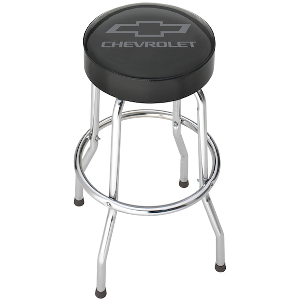 Plasticolor Round Black Vinyl Seat With Gray Chevy Logo NonSwivel 4 Steel Legs Without Back 004790R01 - main