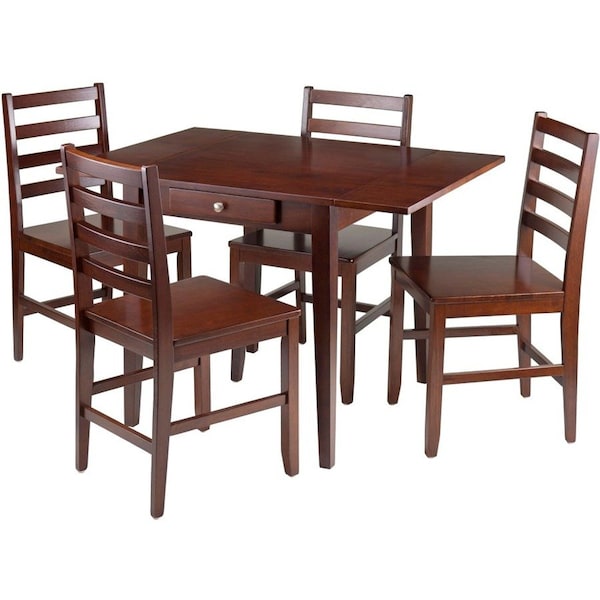 Winsome Trading Hamilton 5-Pc Drop Leaf Dining Table with 4 Ladder Back Chairs 94561 - main
