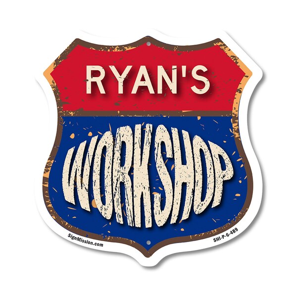 Signmission Ryan's Workshop, 6 Inch X 6 Inch, Plastic Sign SHI-P-6-489-RYAN - main