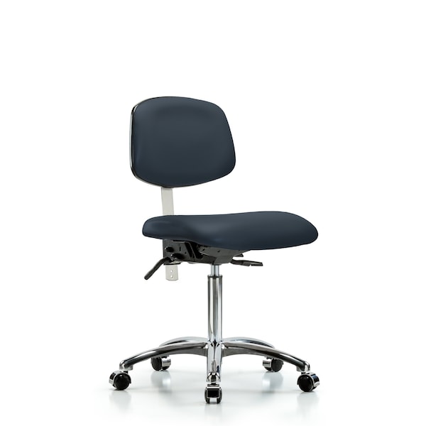 Blue Ridge Ergonomics Clean Room Chair Med Ben Chair, Vin, Chrm, Cast, Navy, CL100, No Arms, 22" to 29" Height, Vinyl BR-NCR-VMBCH-CR-T0-A0-NF-CC-8582 - main