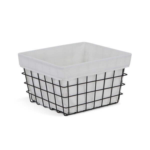 Homeroots 13" Black And White Fabric And Metal Basket 379833 - main