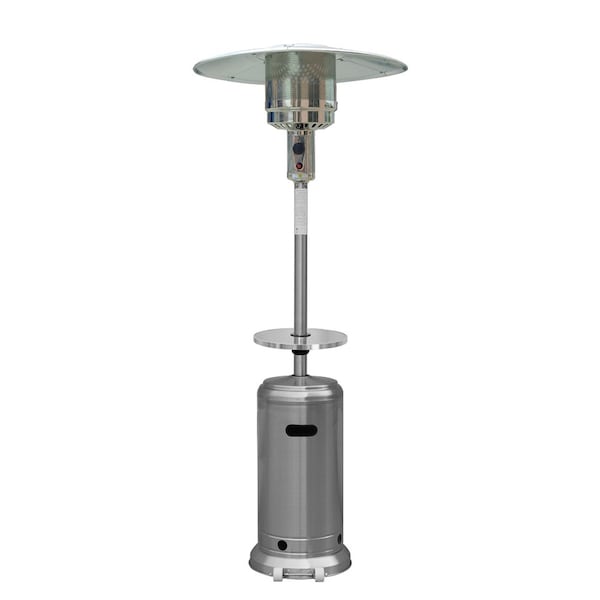 Homeroots 48000 BTU Silver Steel Propane Cylindrical Pole Standing Patio Heater 480565 - main