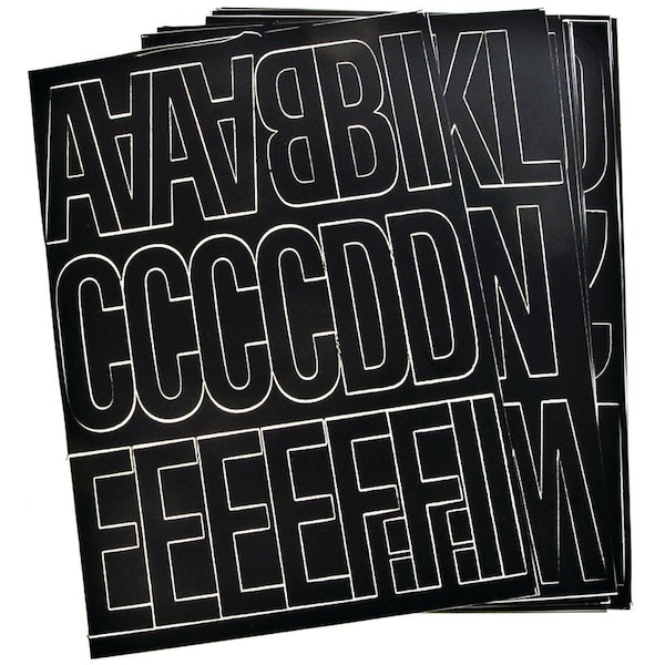 Hy-Ko DieCut Number and Letter Set, 3 in H Character, Black Character, Black Background, Vinyl 30035 - main