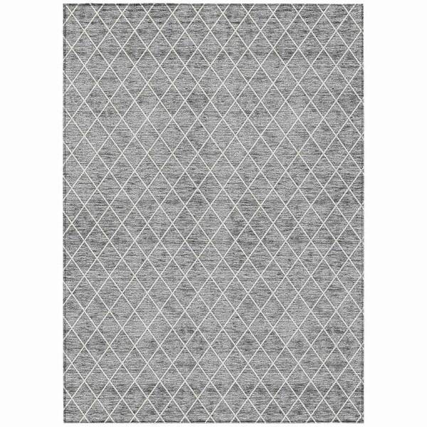 Homeroots 10' X 14' Gray And Ivory Geometric Washable Indoor Outdoor Area Rug 596110 - main
