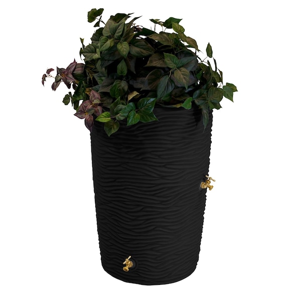 Good Ideas Impressions Palm 50 Gallon Rain Saver - Black IMP-L50-BLK - main