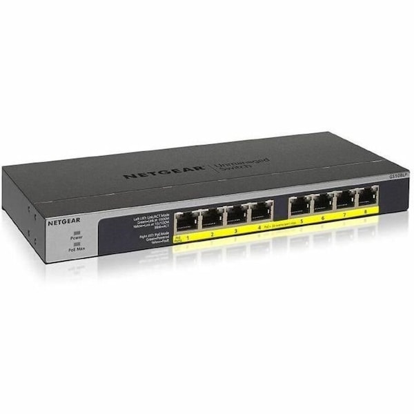 Netgear 8-Port PoE/PoE+ Gigabit Ethernet Unmanaged Switch (GS108LP) GS108LP-100NAS - main