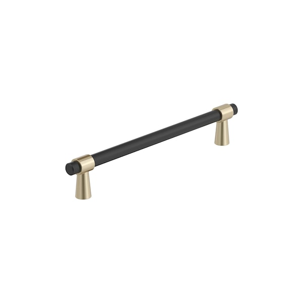 Amerock Mergence 6-5/16 inch 160mm Center-to-Center Matte Black/Golden Champagne Cabinet Pull BP36860FBBBZ - main