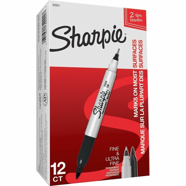 Sanford Permanent Marker, Black, Fine, Ultra Fine Tip, 12 PK 32001 - main