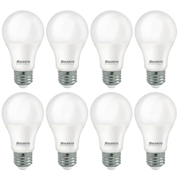 Bulbrite 9w Dimmable Frost A19 LED Light Bulbs Medium (E26) Base, 5000K Soft Daylight Light, 800 Lumens, 8PK 862720 - main