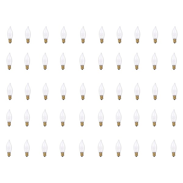 Bulbrite Incandescent CA8 Candelabra Screw Base E12 Light Bulb, 15W, Clear, 50PK 861244 - main