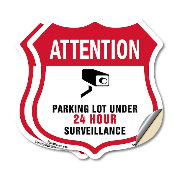 Signmission Video Surveillance Shield Sign Attention, 12 inch X 12 inch, Vinyl Decal, 2PK SHI-D-2PACK-12-469 - main
