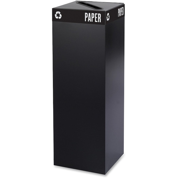 Safco 42 gal Square Recycling Bin, Open Top, Black, Steel, 1 Openings 2984BL - main