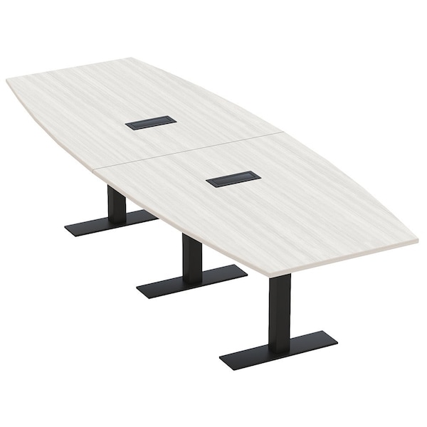 Skutchi Designs 10 Person Conference Table With Power Unit | 10' Boat Table | Harmony Series HAR-BOT-48X120-T.BK-K458-EBLK - main