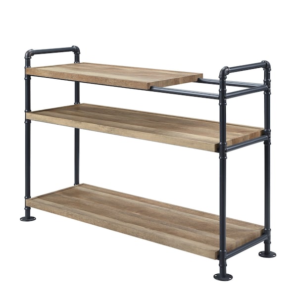 Homeroots Brown And Black Metal Three Tier Etagere Bookcase 486319 - main