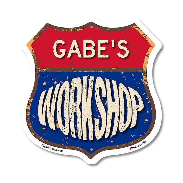 Signmission Gabe's Workshop, 12 Inch X 12 Inch, Aluminum Metal Sign SHI-A-12-489-GABE - main