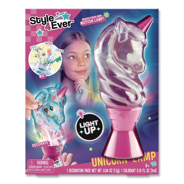 Style 4 Ever Unicorn Moon Lamp Creator Kit with Beads, Stickers, Colorant, Confetti and Glitter, Ages 8 and Up 228390-12 - main