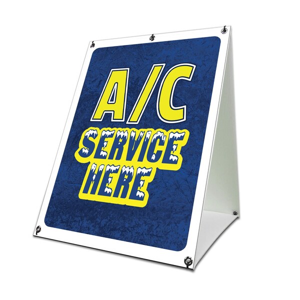 Signmission A/C Service Here, 24 Inch x 18 Inch A-frame Yard Sign, Coroplast Yard Sign SBC-1824-30338 - main