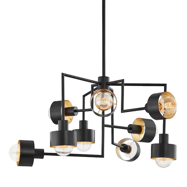 Troy Lighting North 9 Light Chandelier 37 In. Soft Black/Gold Leaf F8737-SBK/GL - main