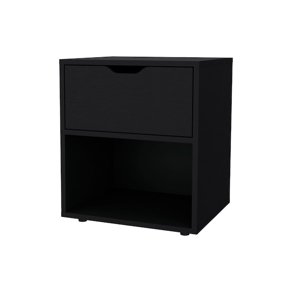 Homeroots 20" Black Wood One Drawer Nightstand 553689 - main