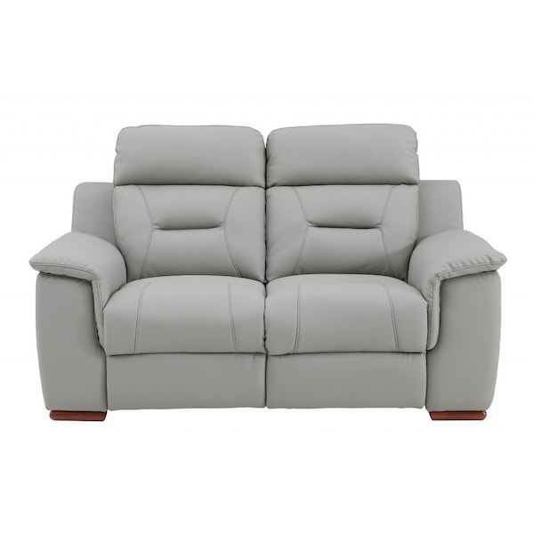 Homeroots 67in Gray And Brown Faux Leather Manual Reclining Loveseat 343910 - main
