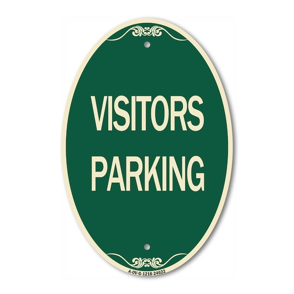 Signmission Parking Lot Sign Visitors Parking, 12 Inch X 18 Inch Architectural Oval, Heavy Gauge Aluminum A-OV-G-1218-24622 - main