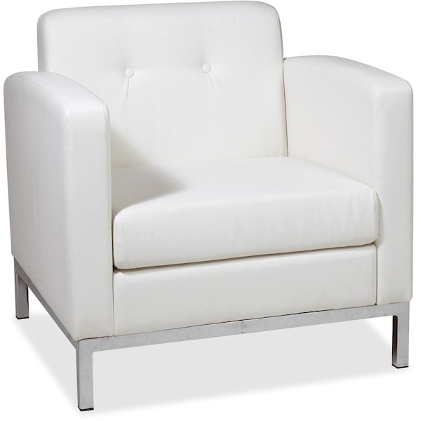 Ave 6 Collection: Wall Street Arm Chair, White Back, 30-1/2 in W 28" L 31" H, Built-in Arms, Leather Seat WST51A-W32 - main