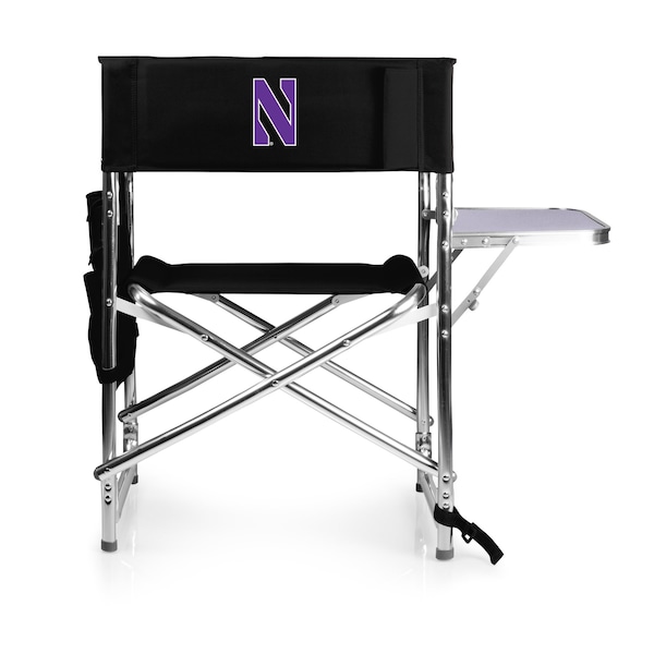 Picnic Time Family Of Brands NCAA Northwestern Wildcats Sports Chair with Side Table - Beach Chair 809-00-179-434-0 - main
