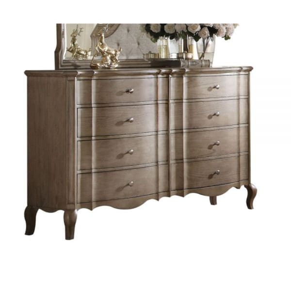 Homeroots 64" Taupe Solid and Manufactured Wood Eight Drawer Double Dresser 490473 - main