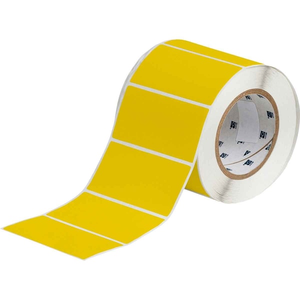 Brady Weather Resistant Polyester Outdoor Labels 2 in H x 4 in W Yellow 1000/RL THT-55-8591-1-YL - main